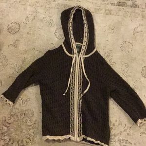 Eddie Bauer hooded zip front sweater, sz L